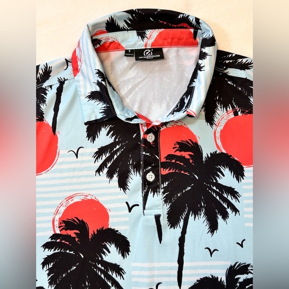 Green Side Men’s Golf Polo Size Small Vacation Vibes! EUC - Picture 2 of 7